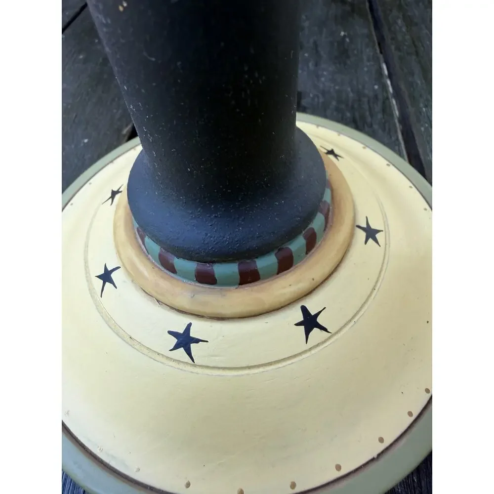 Vintage SET OF 3 Folk Art Candlestick Hiolders Williraye Studio Hand Painted